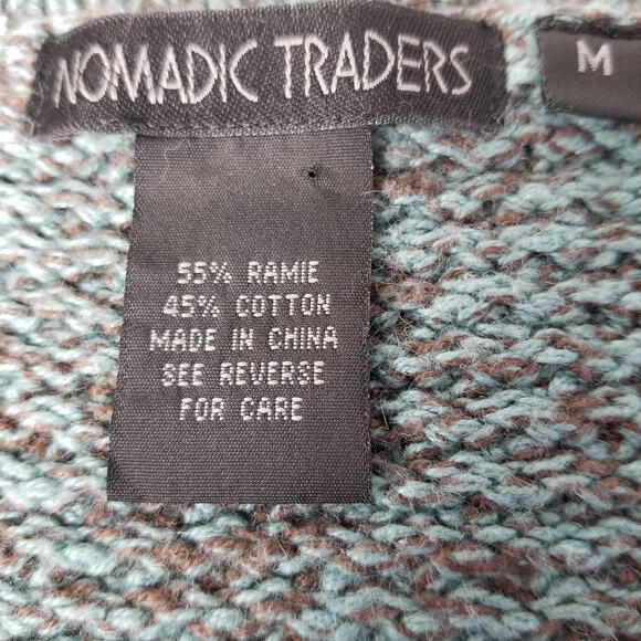 Nomadic Traders Green Brown Ramie Cotten Sweater Crop Cardigan Excellent! Size M - Picture 6 of 7